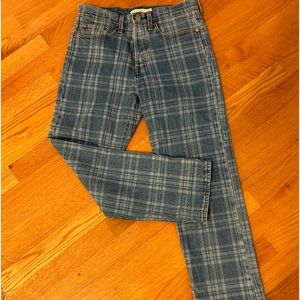Levi’s premium plaid denim wedgie crop straight jeans 27